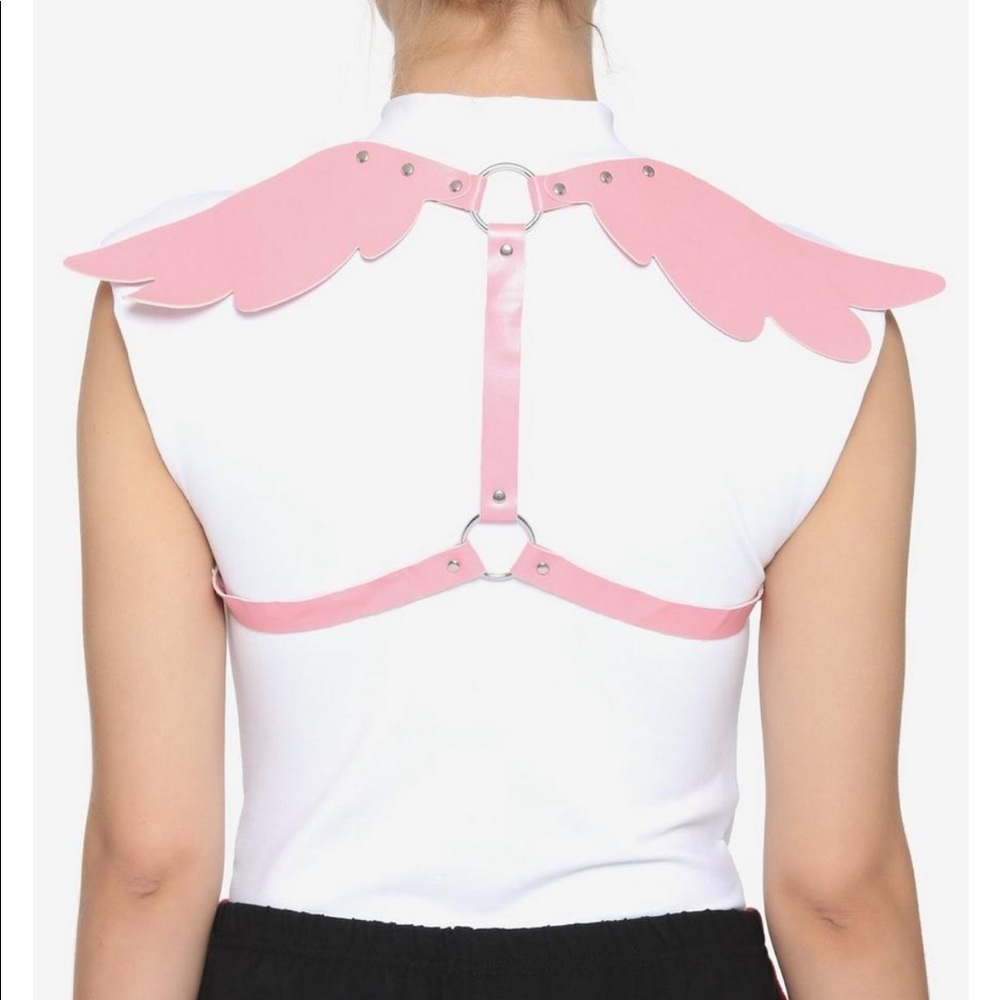 Pink Faux Leather Angel Wing Harness